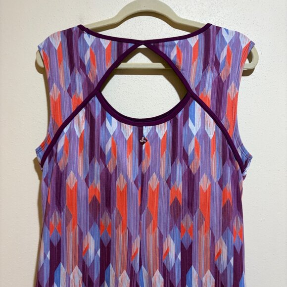 Prana Calico Active Dress Grapevine Gemstone Print Pattern Open Back Sleeveless. - Picture 8 of 10